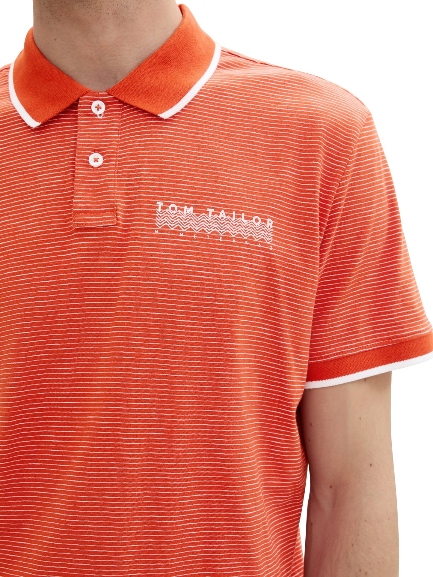 fine striped polo marocco orange Bild 7