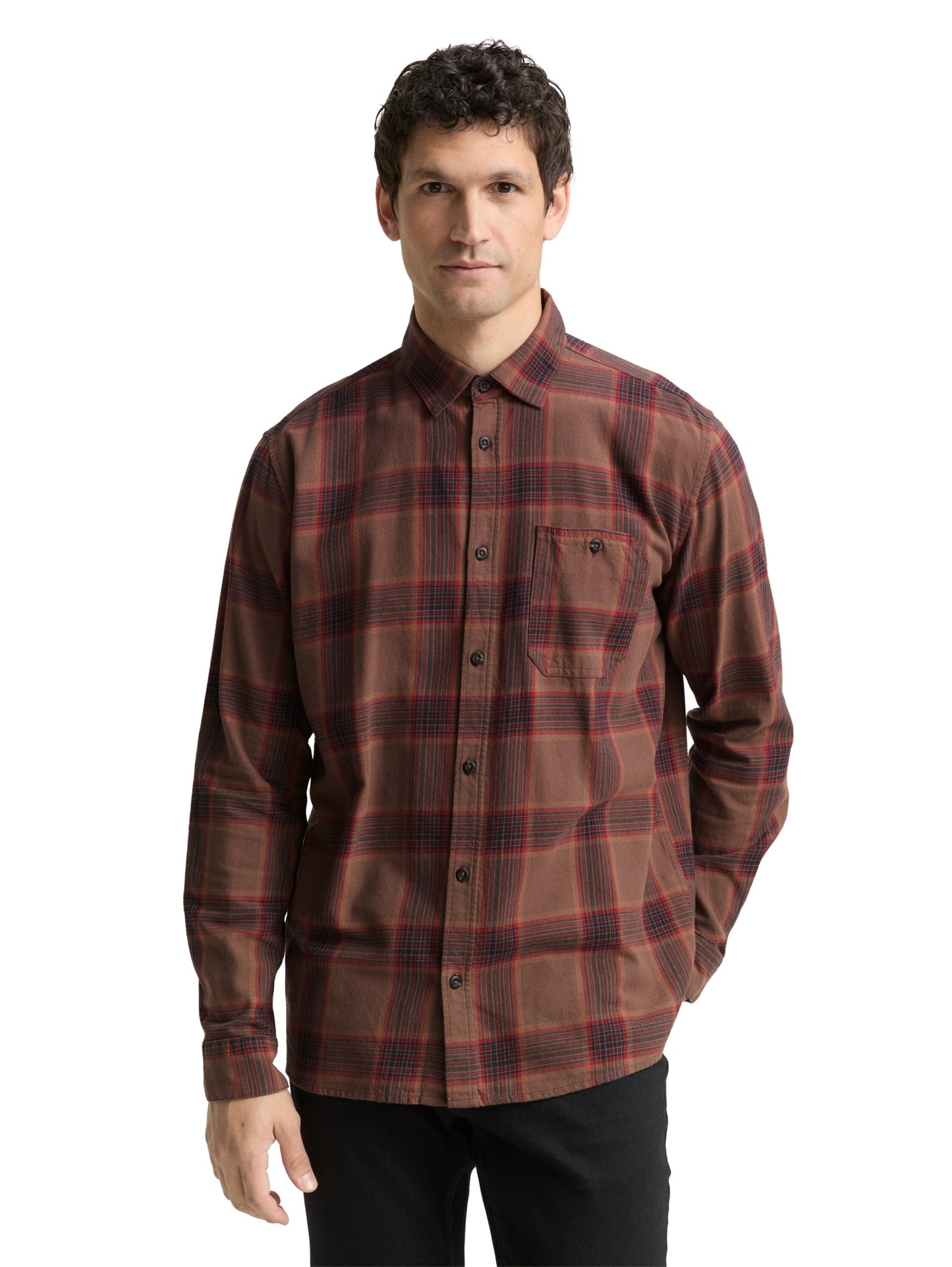 comfort checked shirt brown navy che Bild 6