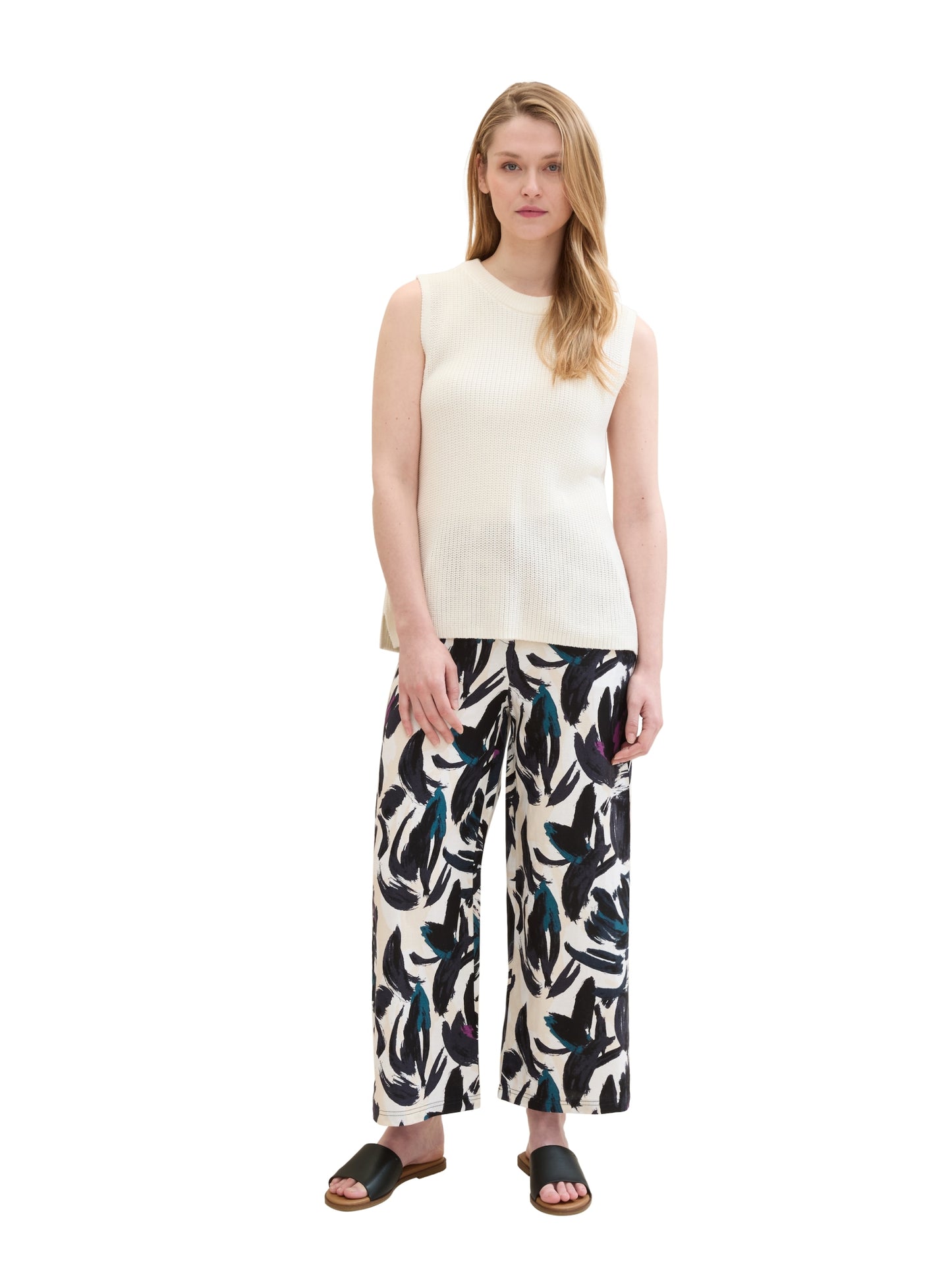 culotte linen pants dark blue flor Bild 8