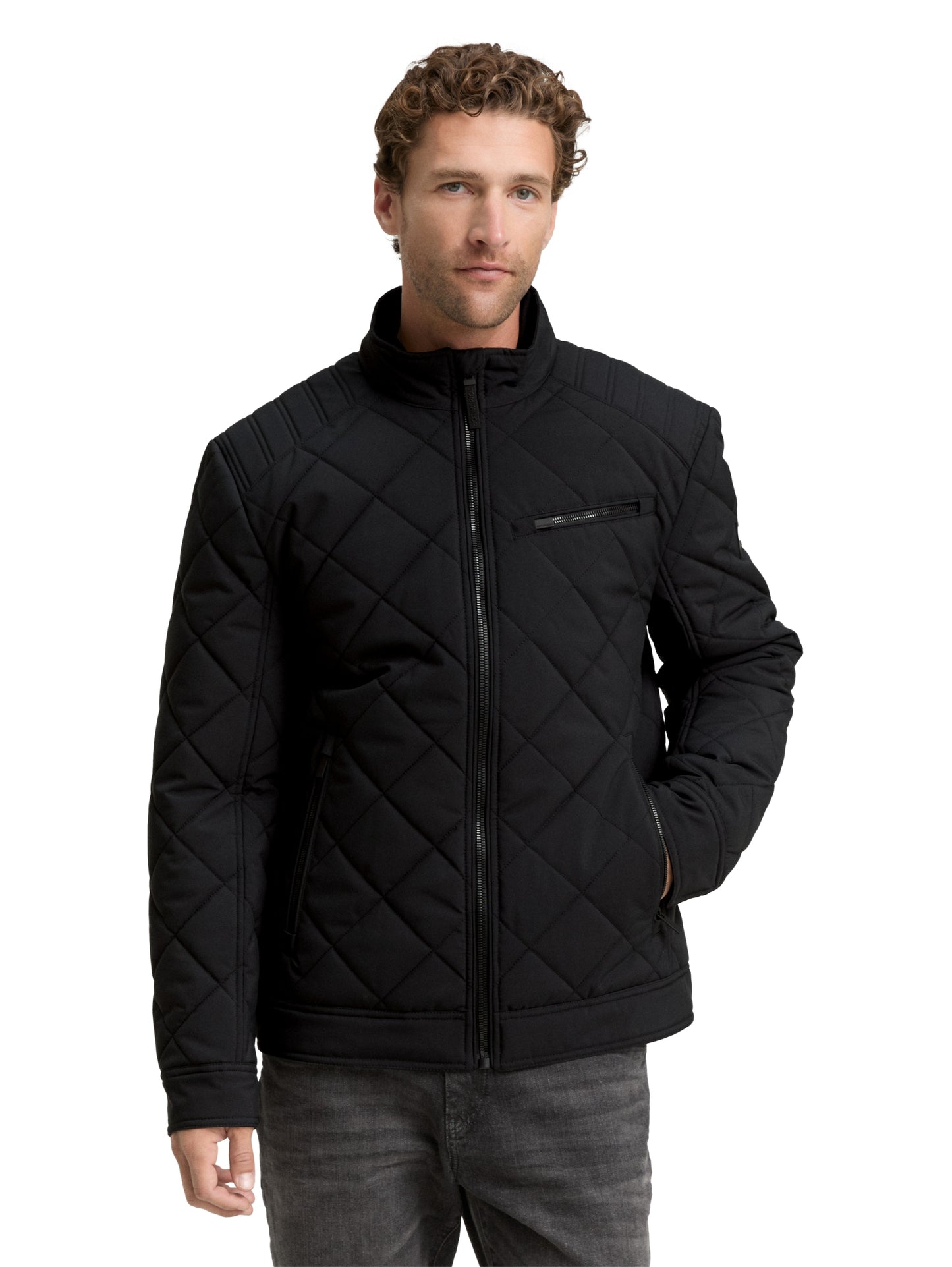 quilted biker jacket Black Bild 6