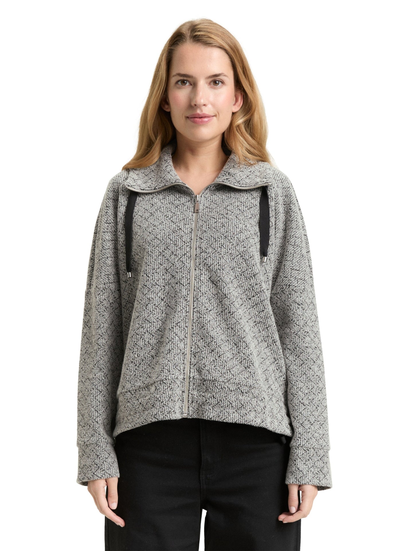 Sweatjacket structured boucle black white ar Bild 6