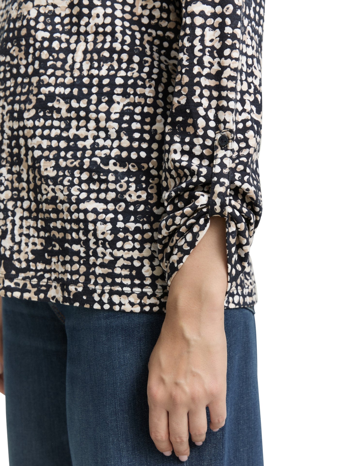 T-shirt henley alloverprinted navy abstract Bild 6