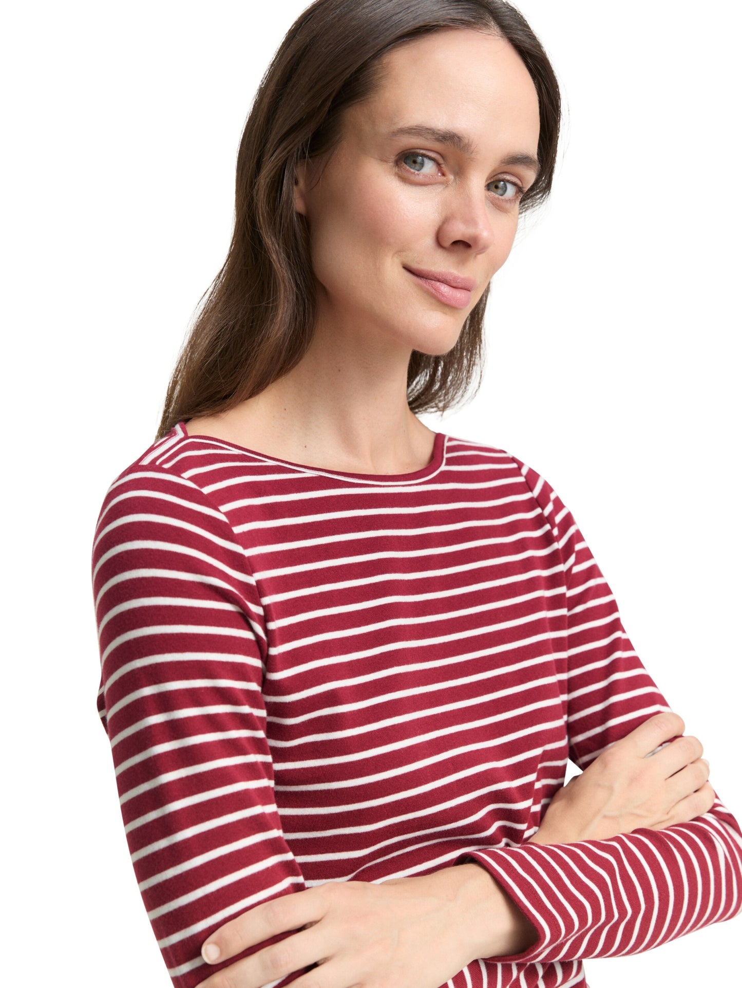 T-shirt striped boatneck red offwhite s Bild 6