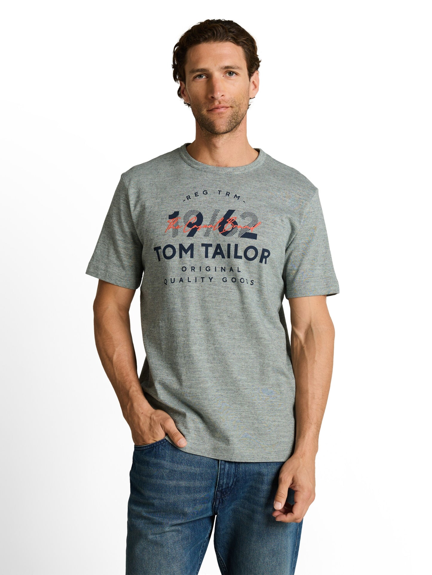printed fine stripe t-shirt green navy inj Bild 6