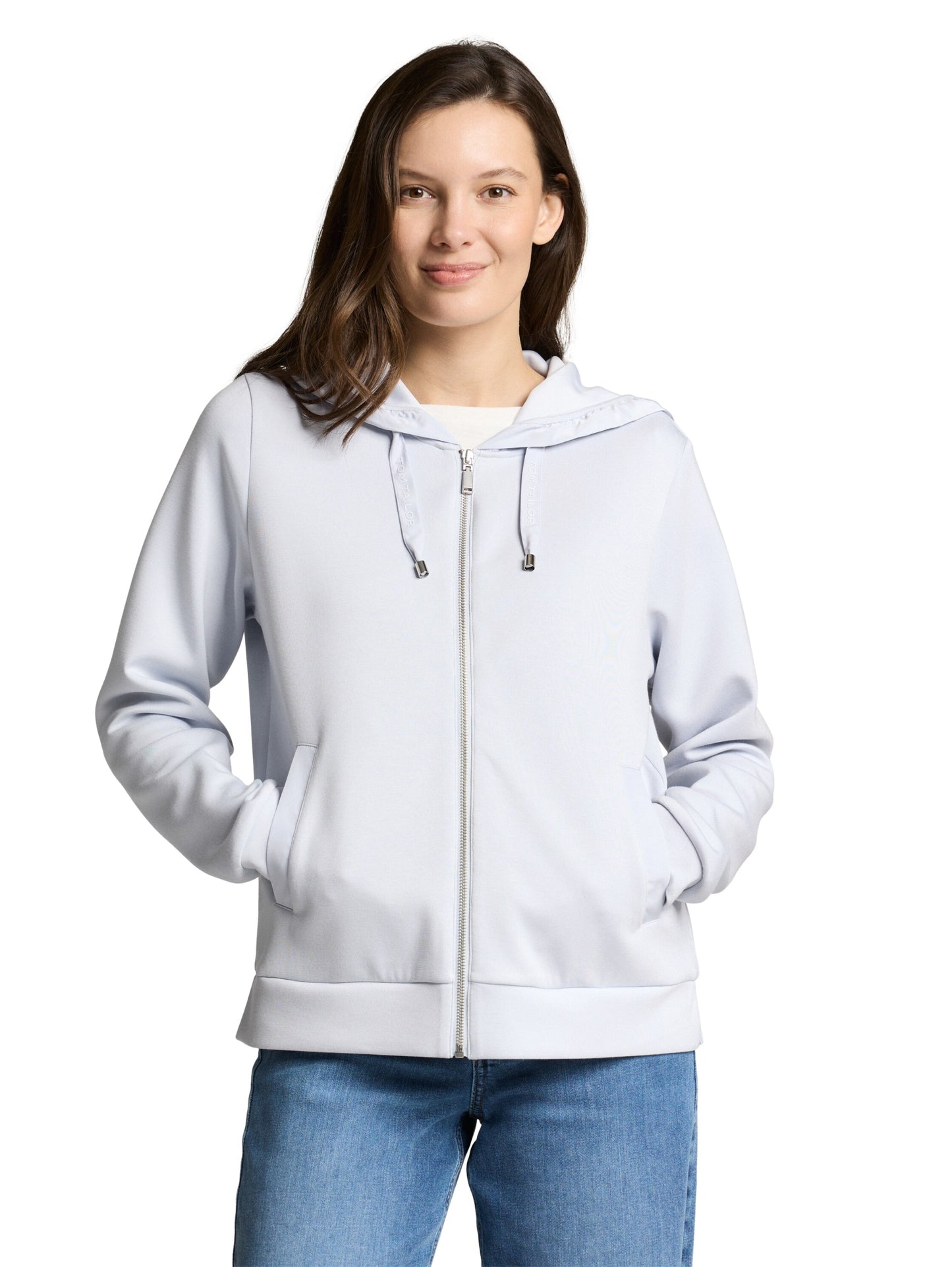 Sweatjacket with hood soft dusty blu Bild 6