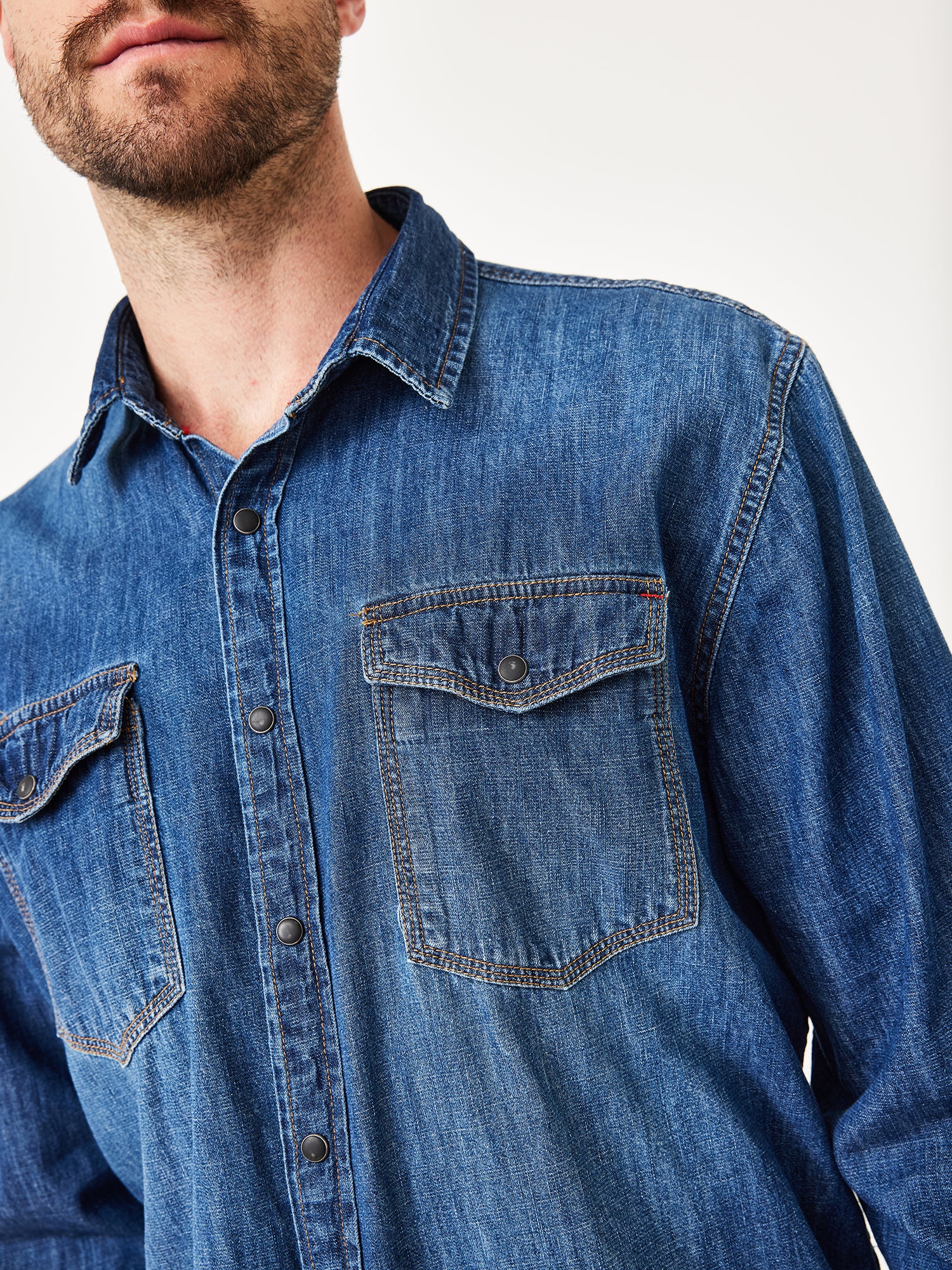 Denim Shirt mid blue used Bild 4