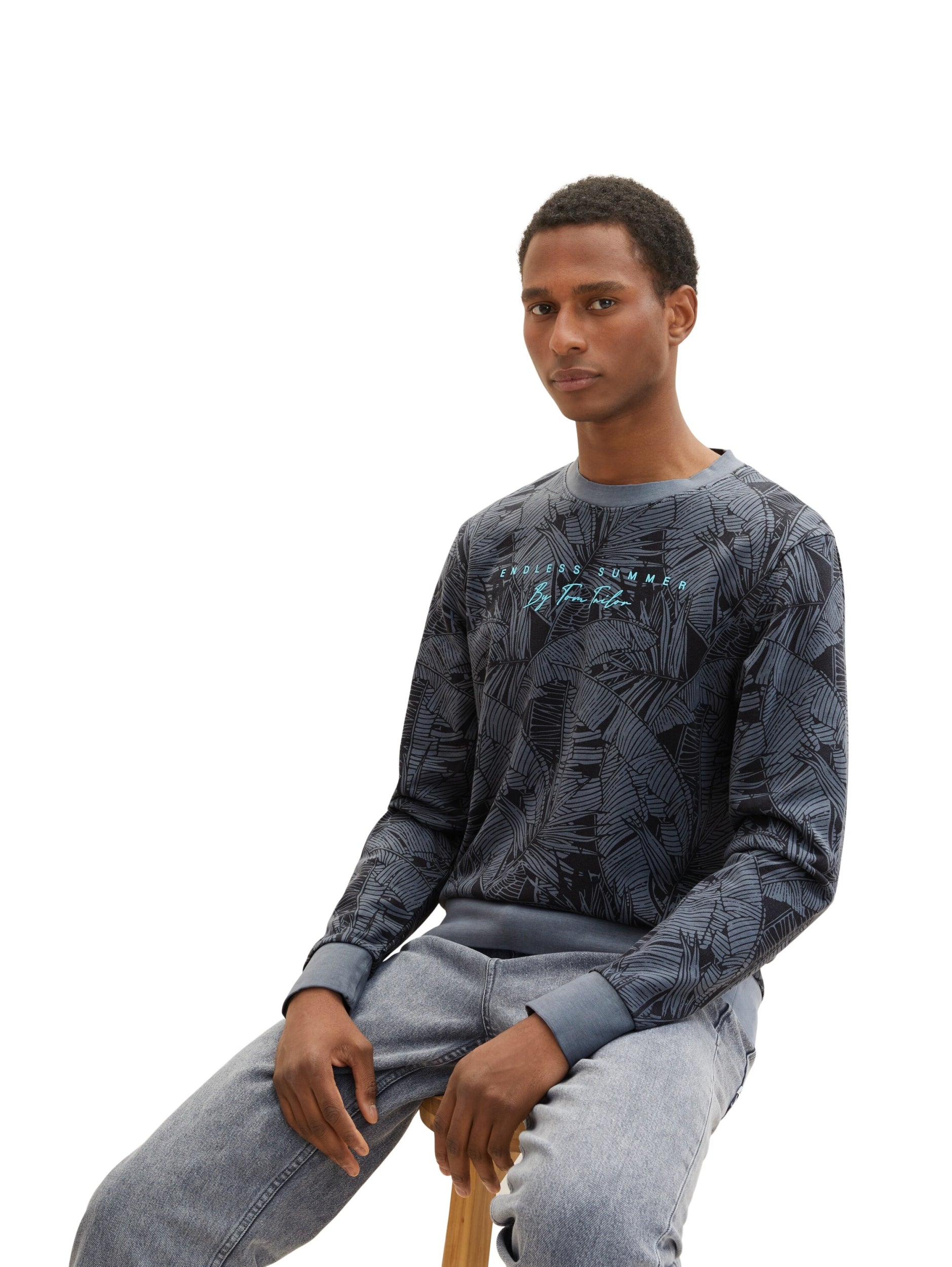 allover printed sweat shirt navy tonal big Bild 3