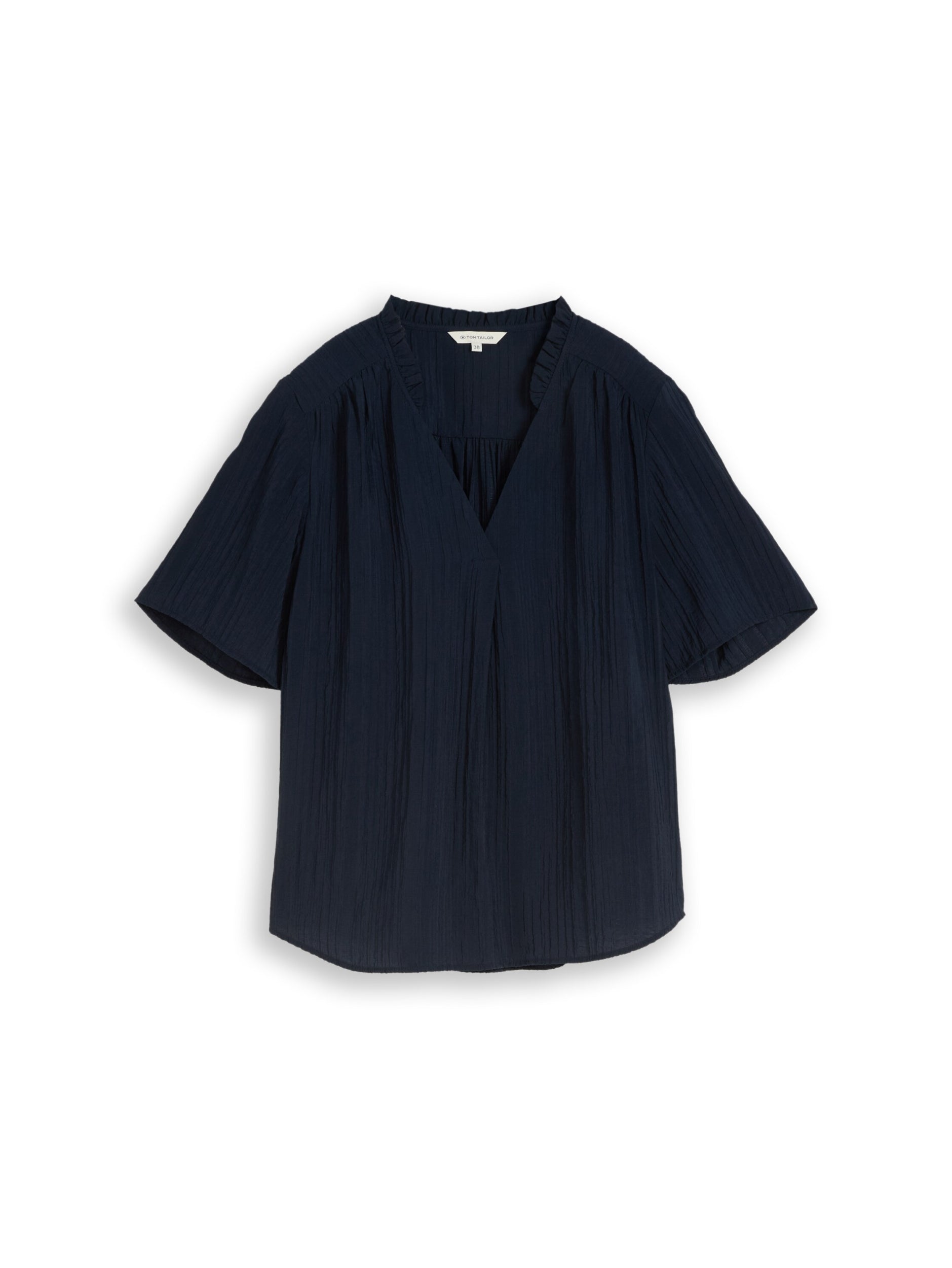 blouse crinkled with frill col sky captain bl Bild 1