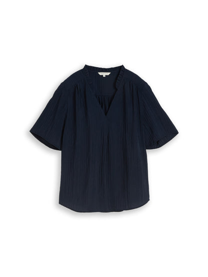 blouse crinkled with frill col sky captain bl Bild 1