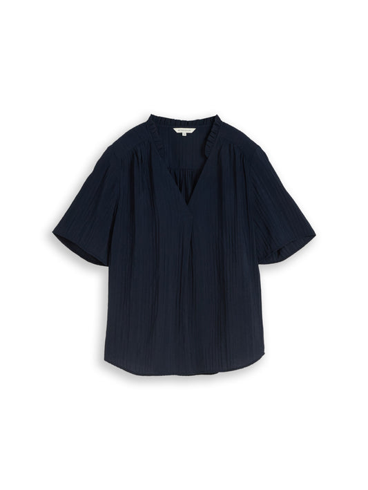 blouse crinkled with frill col sky captain bl Bild 1