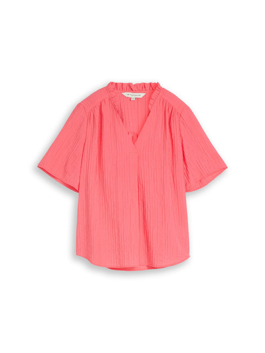 blouse crinkled with frill col soft coral pin Bild 1