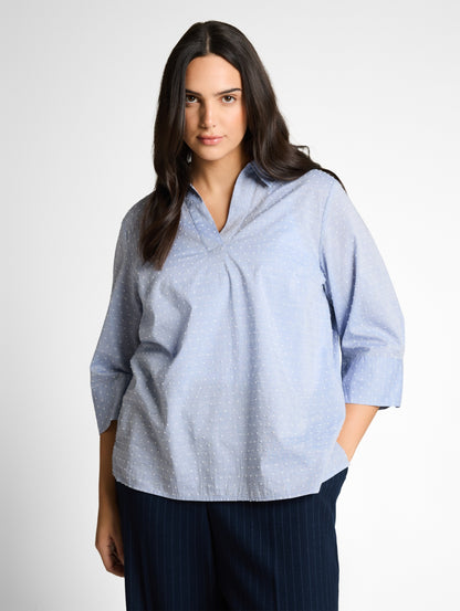 blouse modern shape blue white dob Bild 5