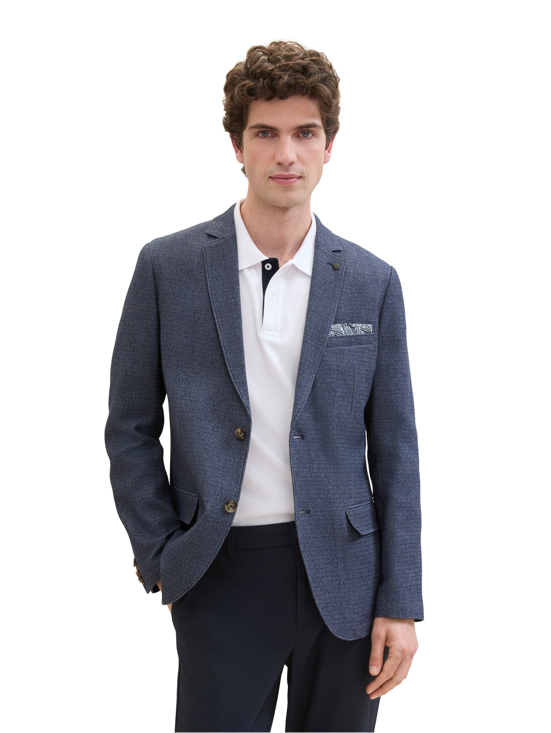 casual woven blazer blue melange s Bild 3
