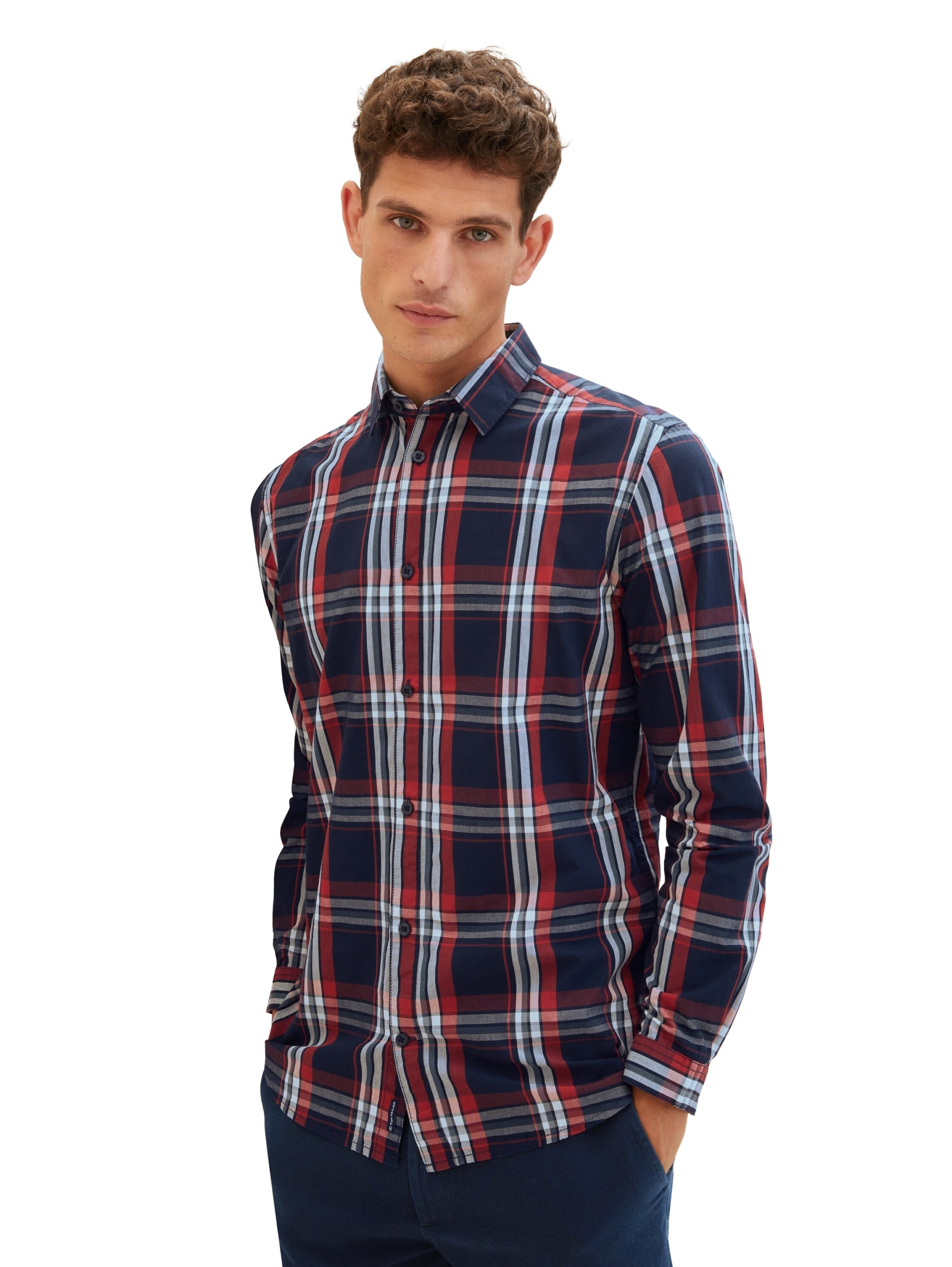 checked shirt navy red check Bild 3