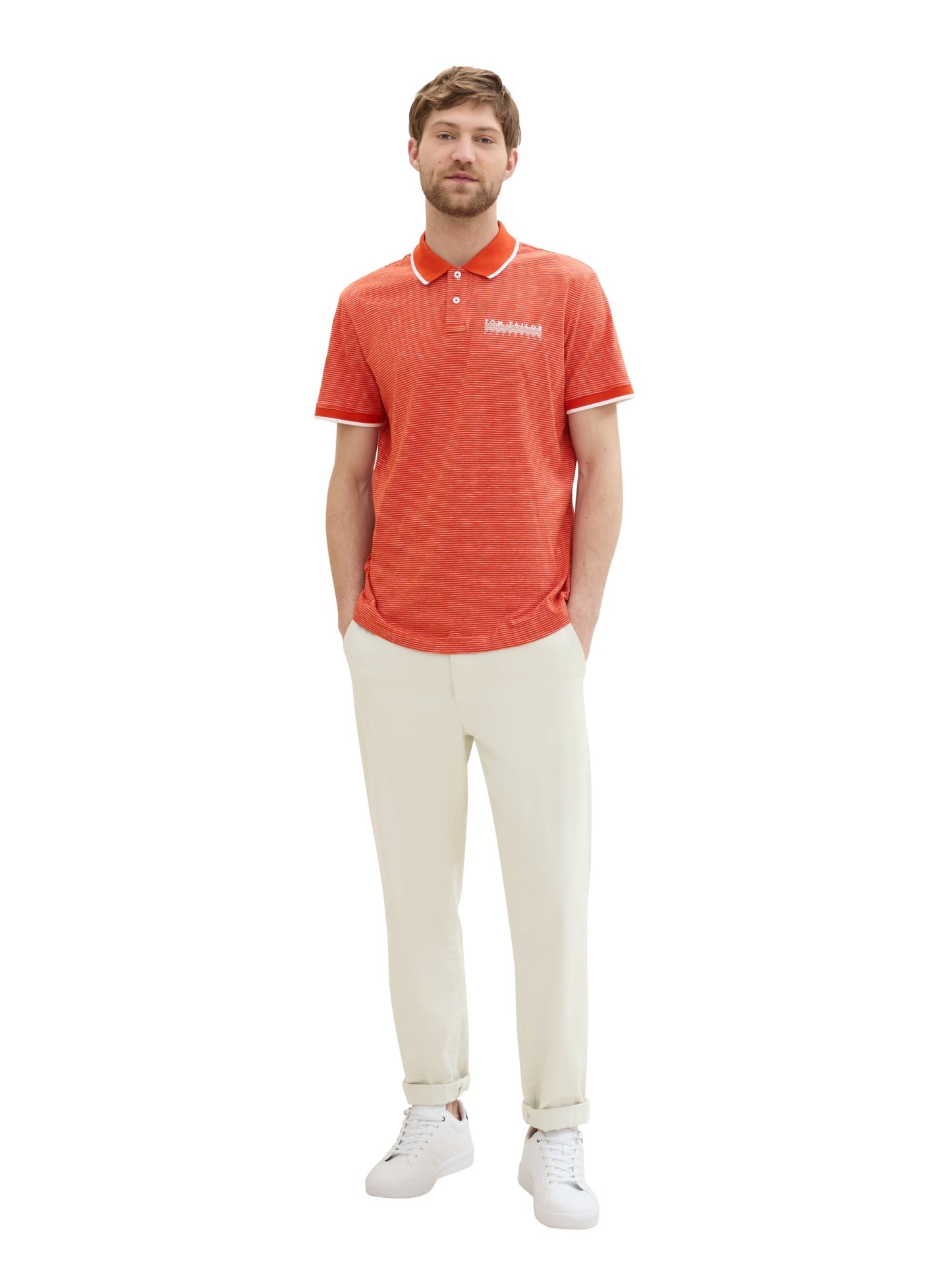 fine striped polo marocco orange Bild 4