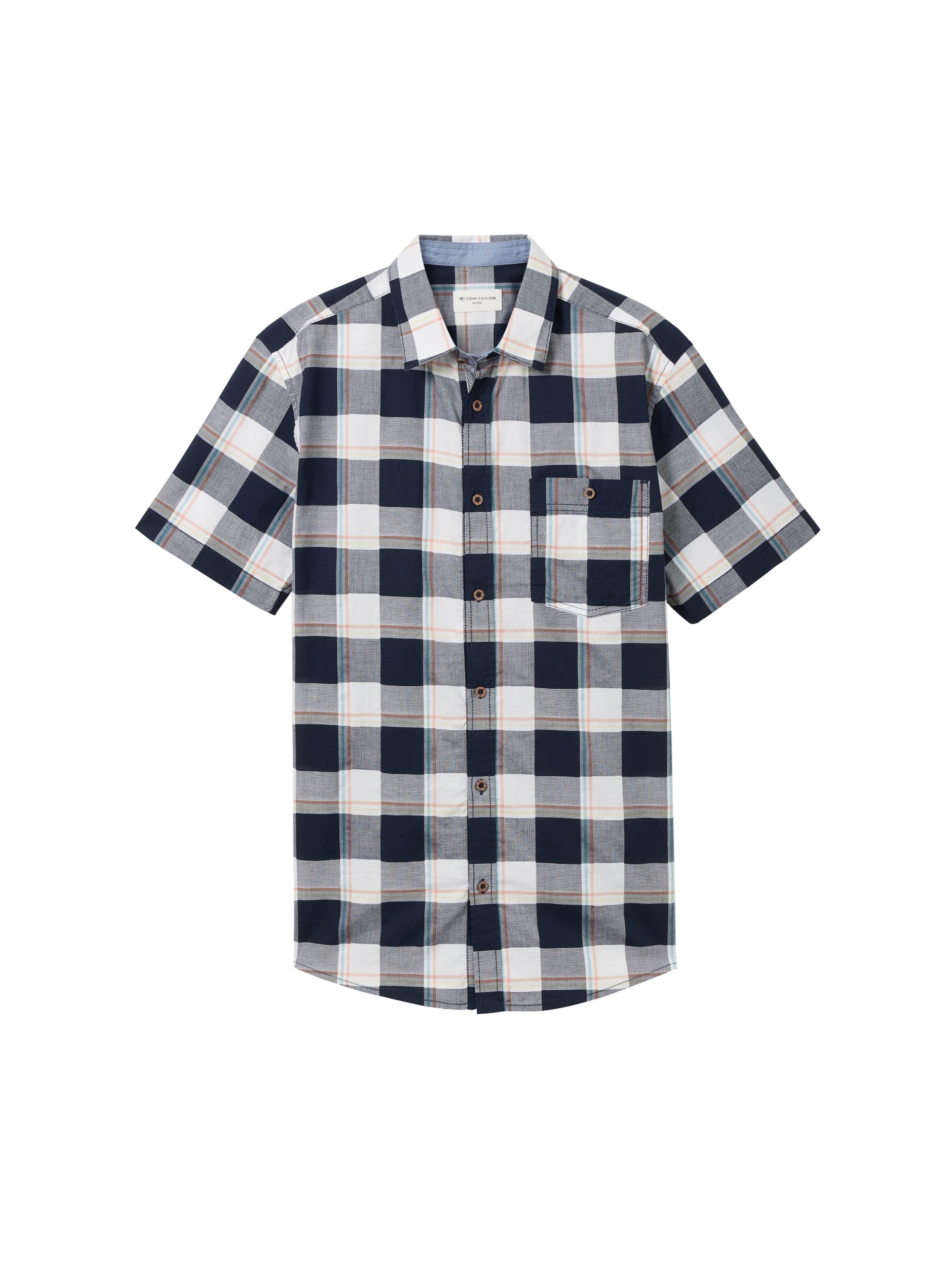 fitted checked slubyarn shirt navy multicol Bild 1