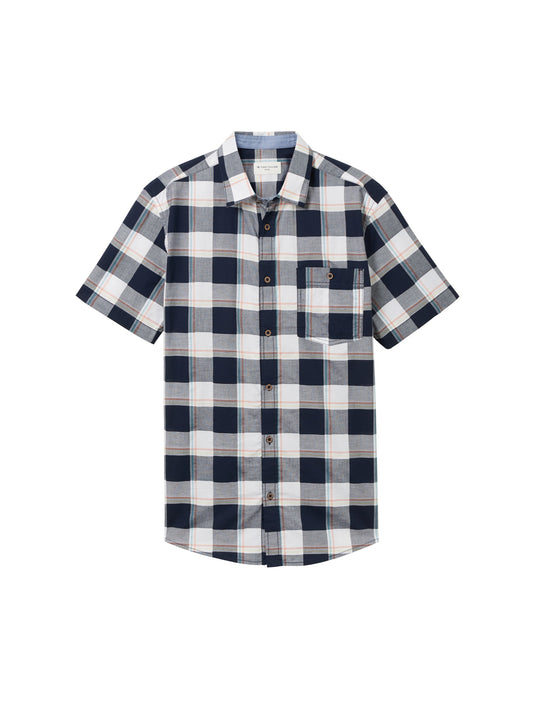 fitted checked slubyarn shirt navy multicol Bild 1