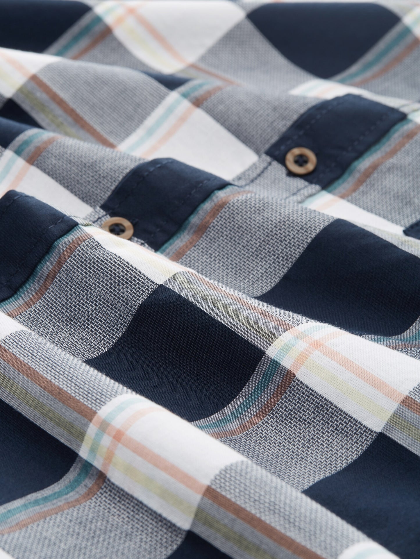 fitted checked slubyarn shirt navy multicol Bild 2