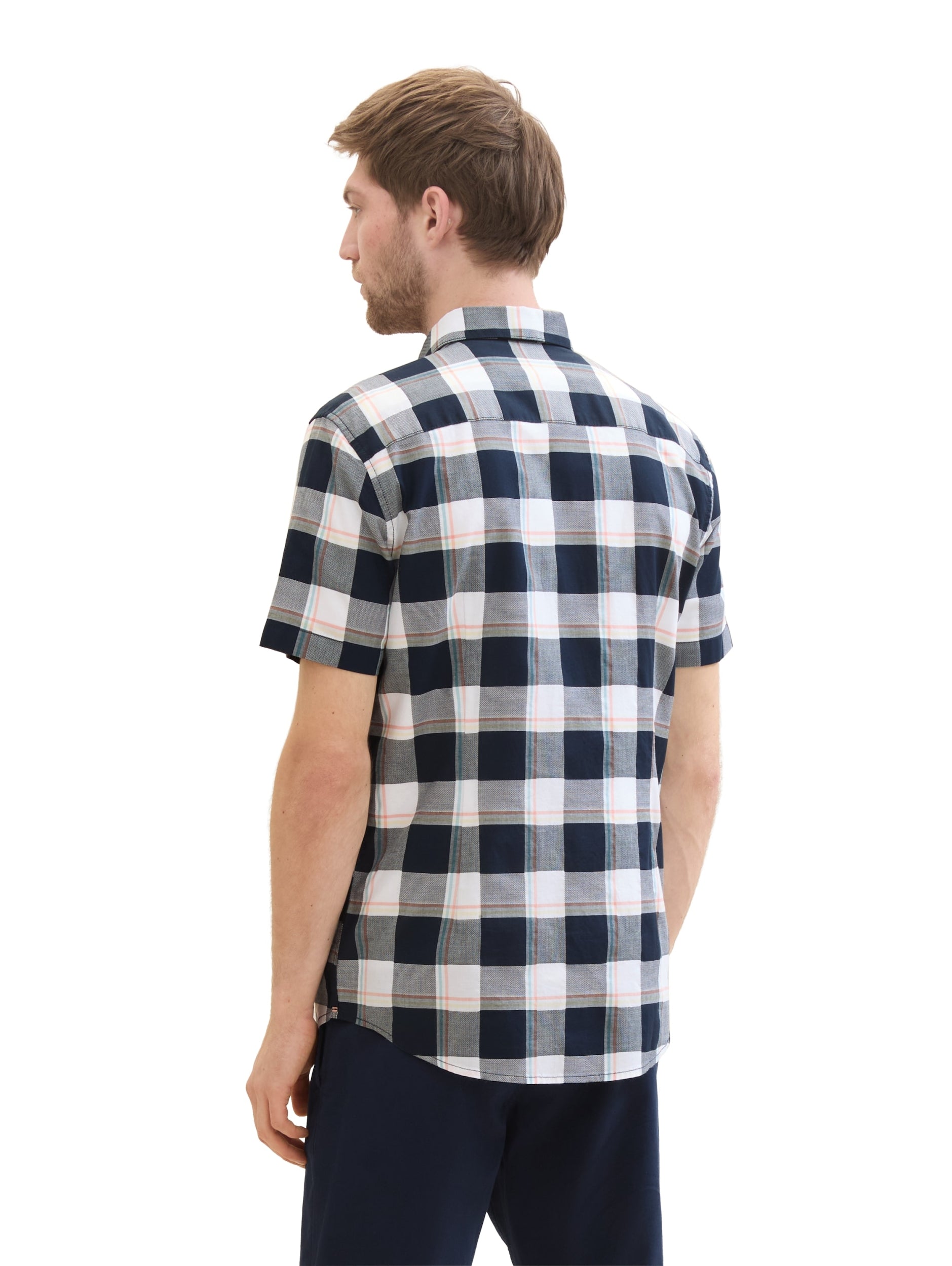 fitted checked slubyarn shirt navy multicol Bild 5