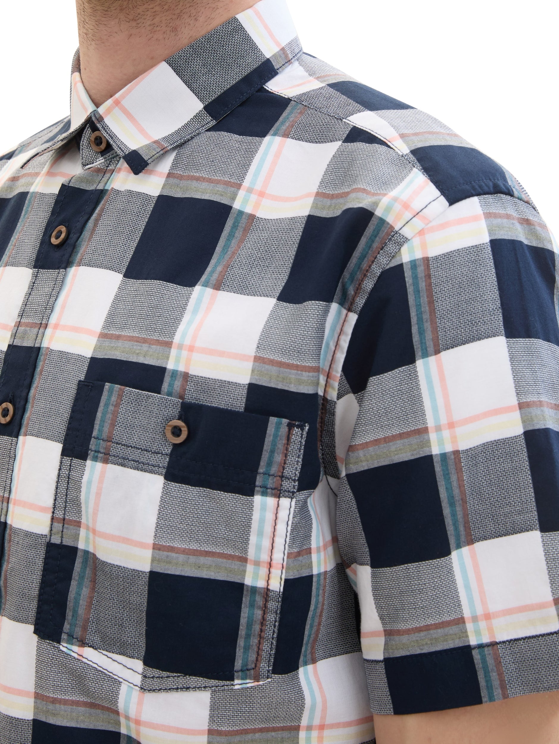 fitted checked slubyarn shirt navy multicol Bild 7