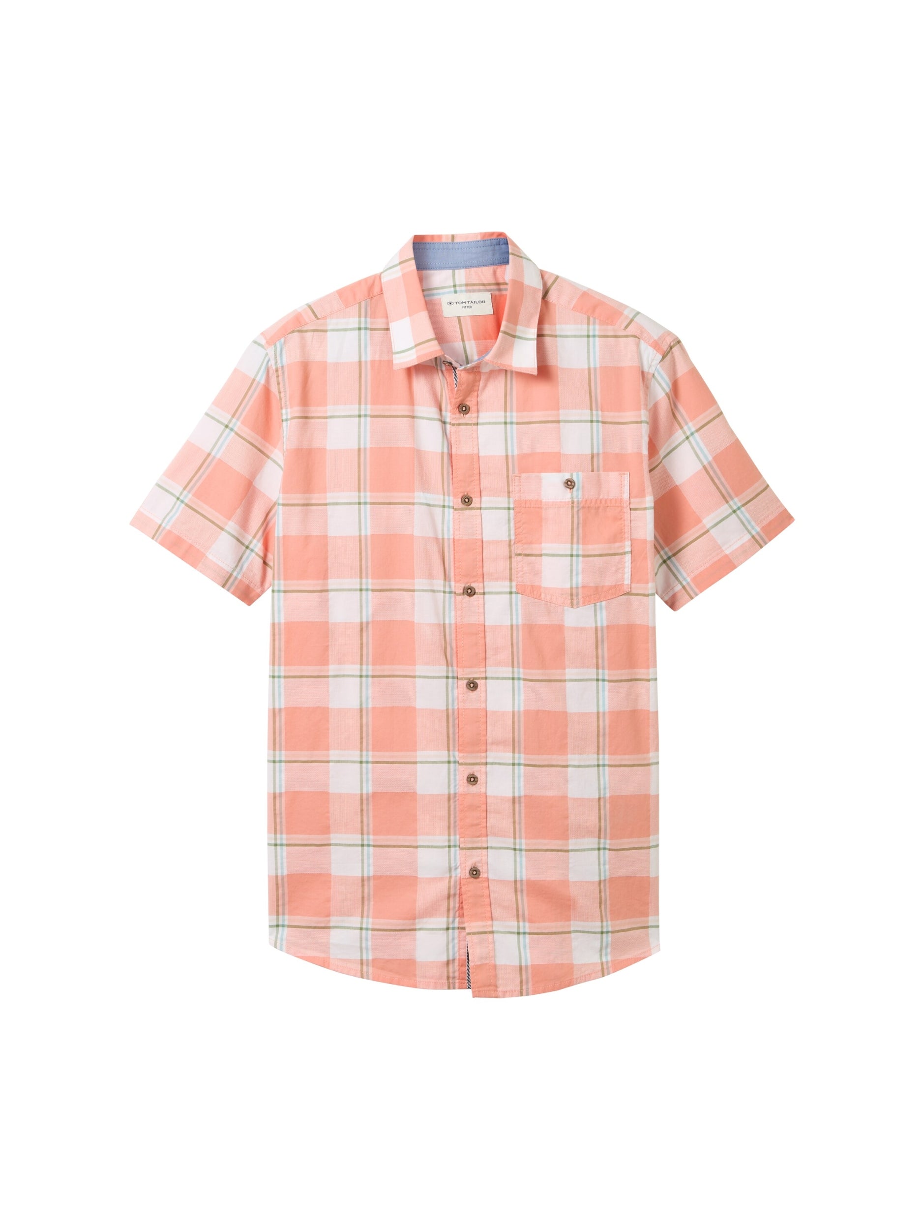 fitted checked slubyarn shirt coral multicol Bild 1