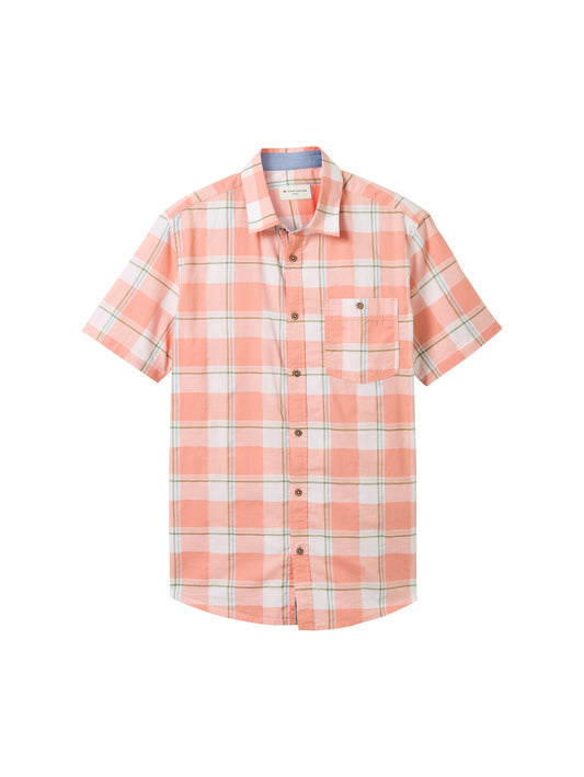fitted checked slubyarn shirt coral multicol Bild 1