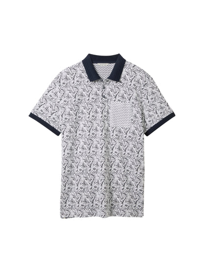 allover printed polo navy white wav Bild 1
