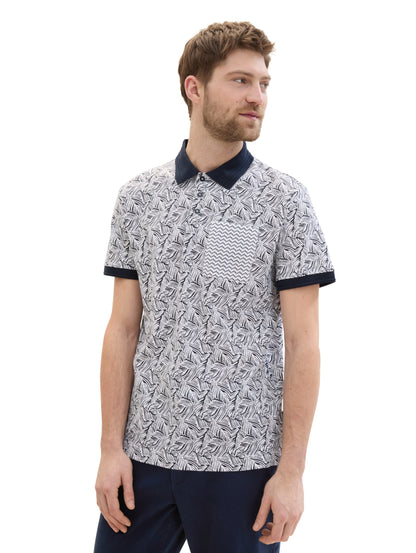 allover printed polo navy white wav Bild 3