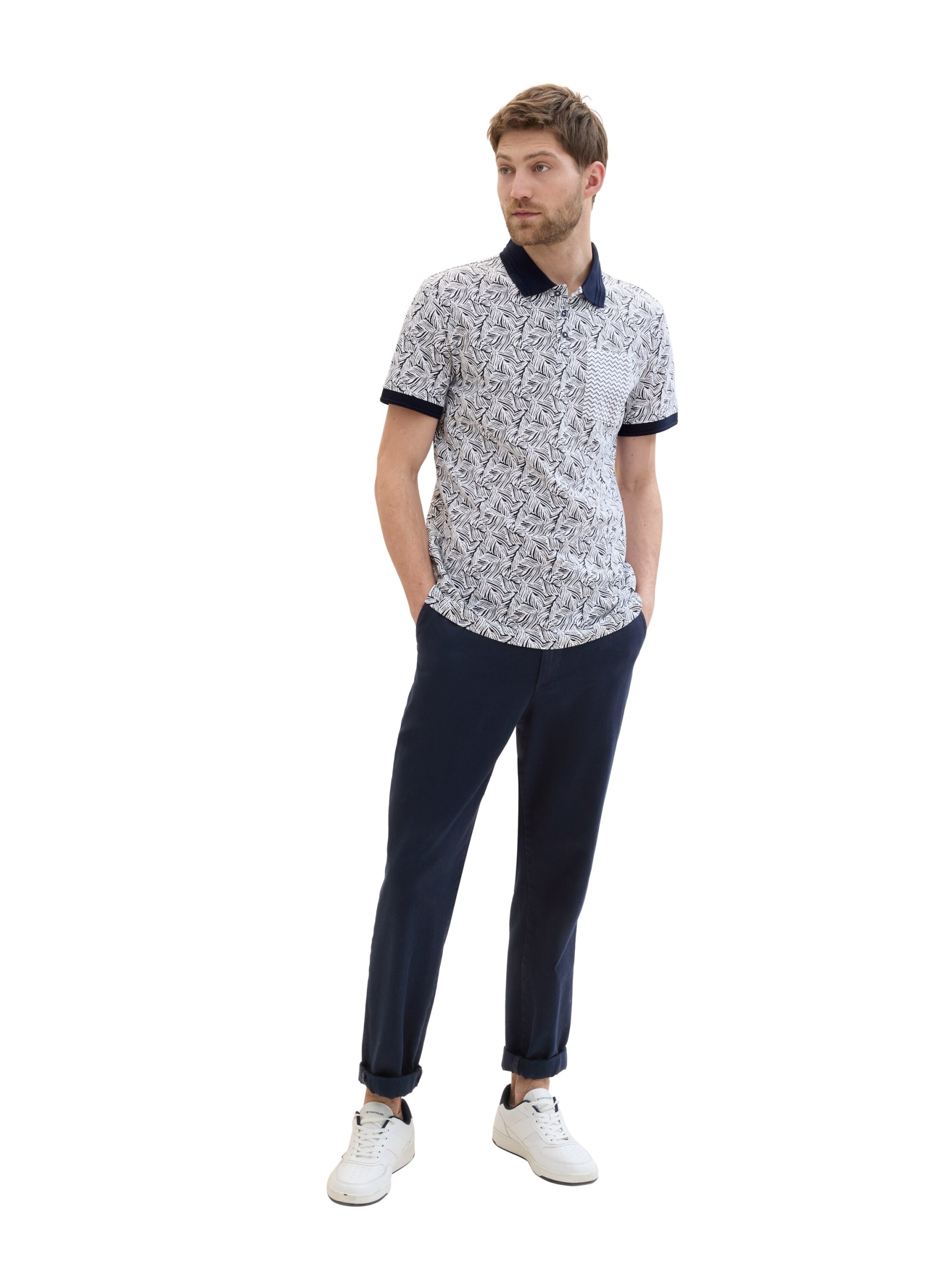 allover printed polo navy white wav Bild 4