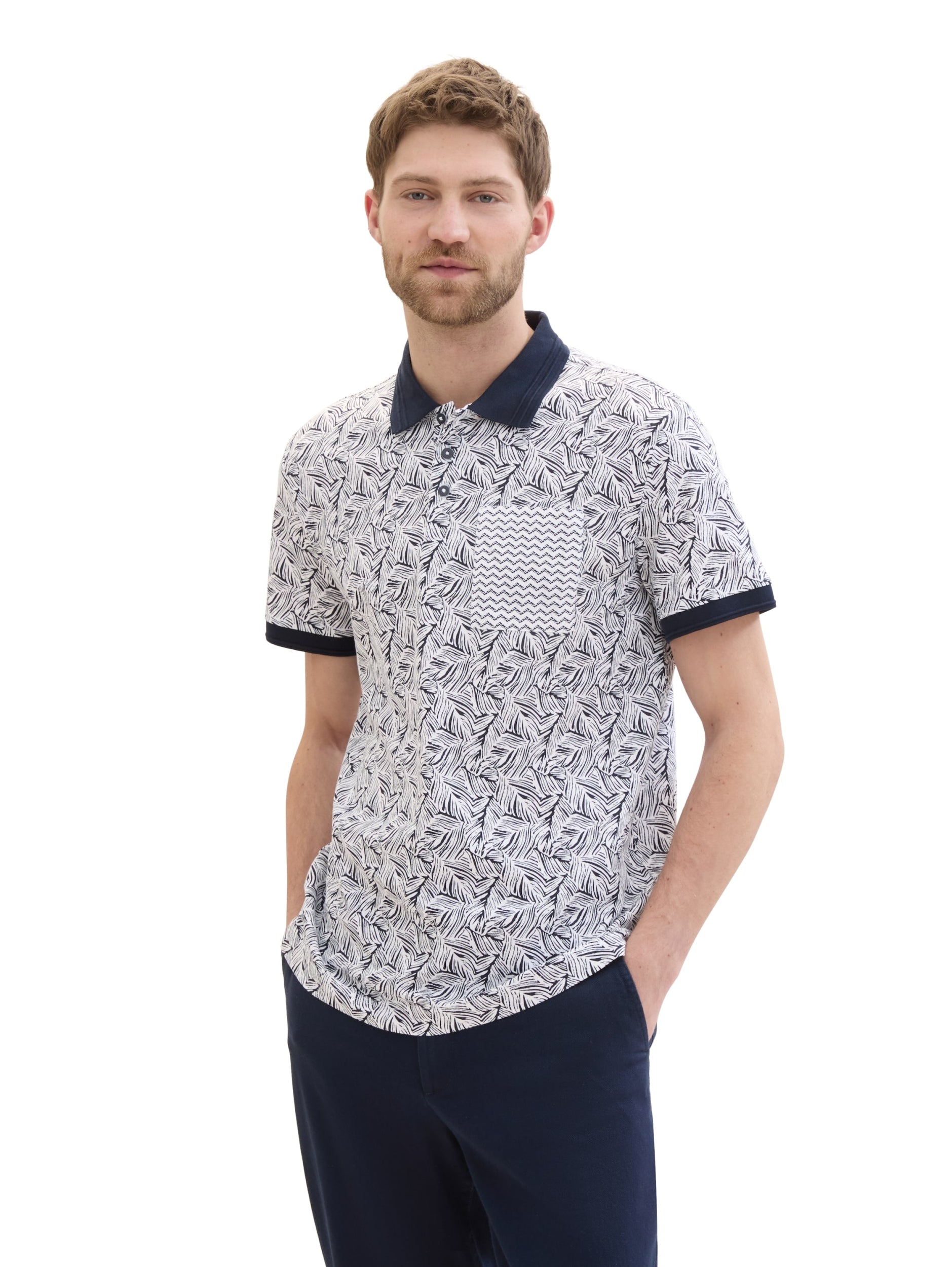 allover printed polo navy white wav Bild 6