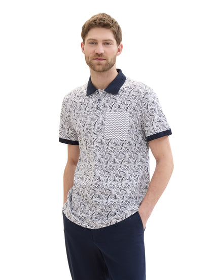 allover printed polo navy white wav Bild 6