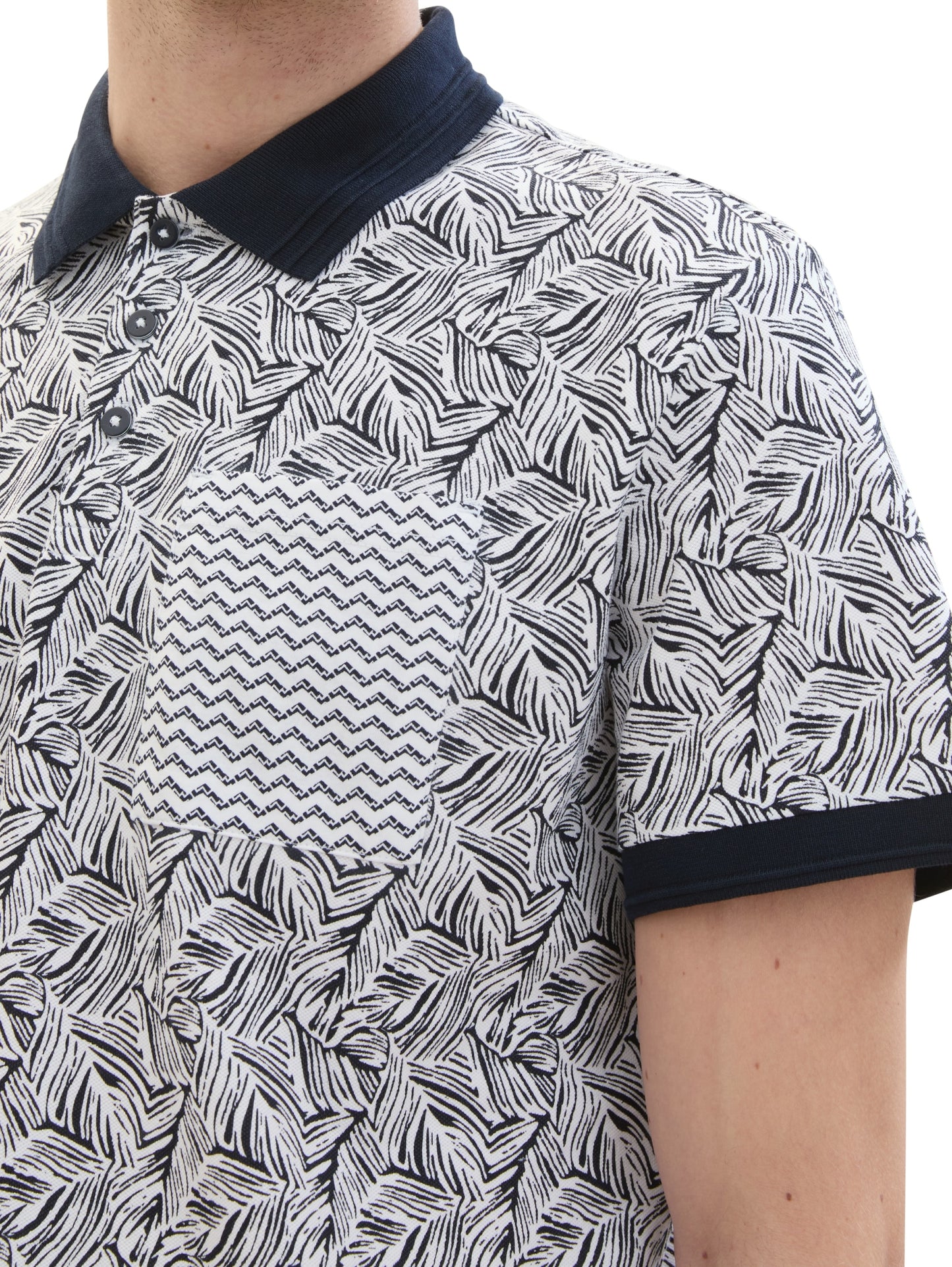allover printed polo navy white wav Bild 7