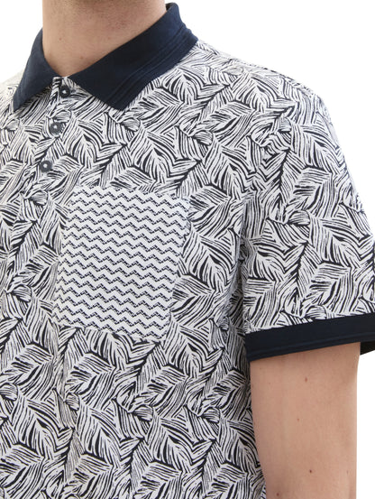 allover printed polo navy white wav Bild 7