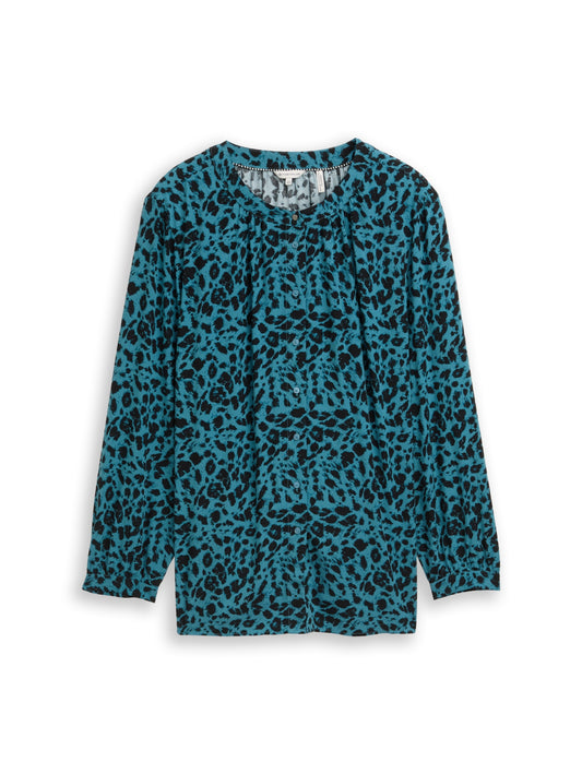 blouse feminine printed blue black sma Bild 1