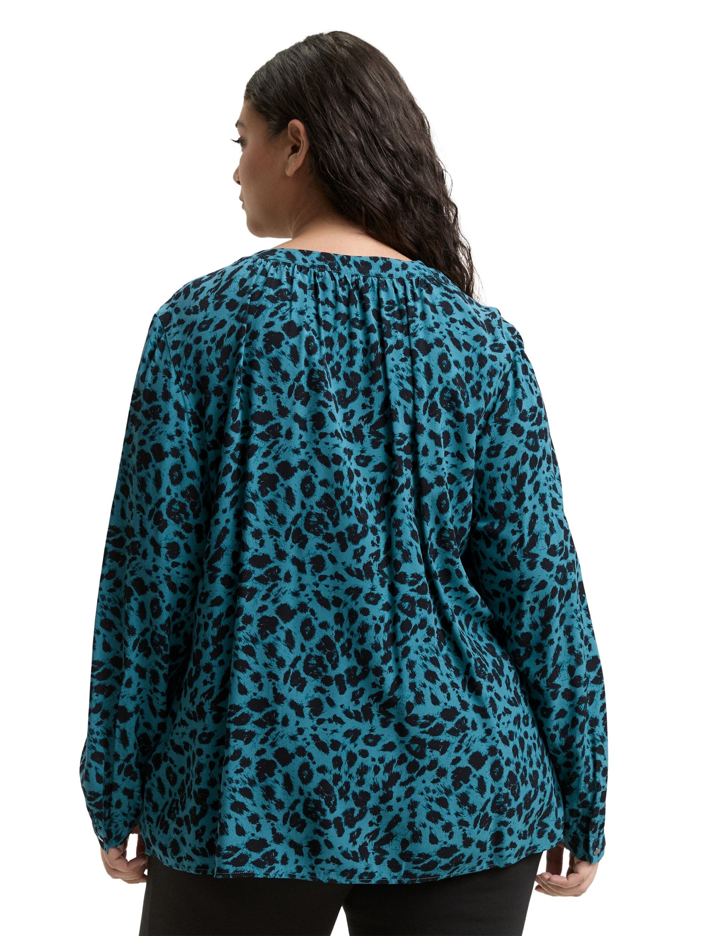 blouse feminine printed blue black sma Bild 4