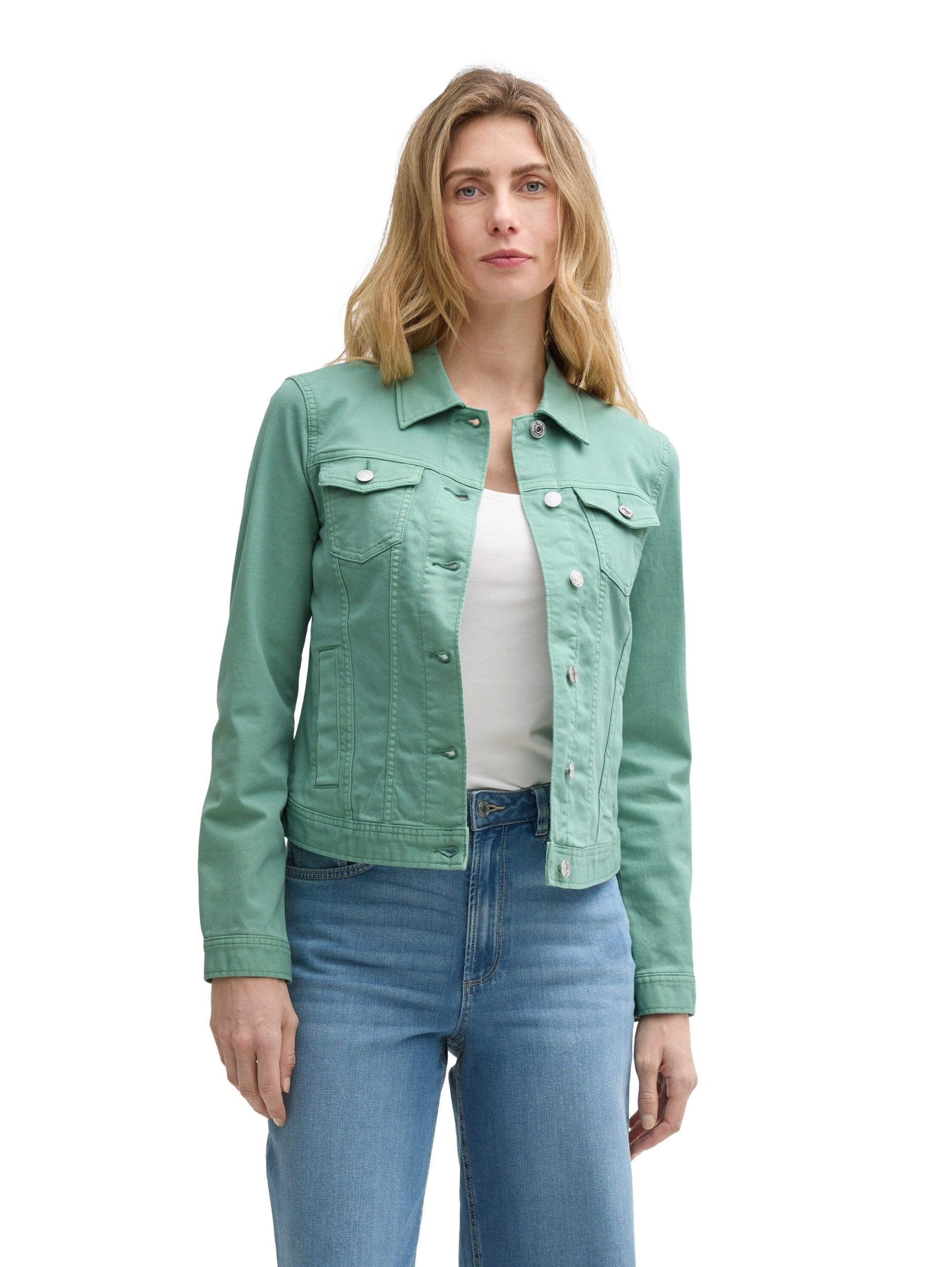 colored denim jacket Faded Green Bild 6