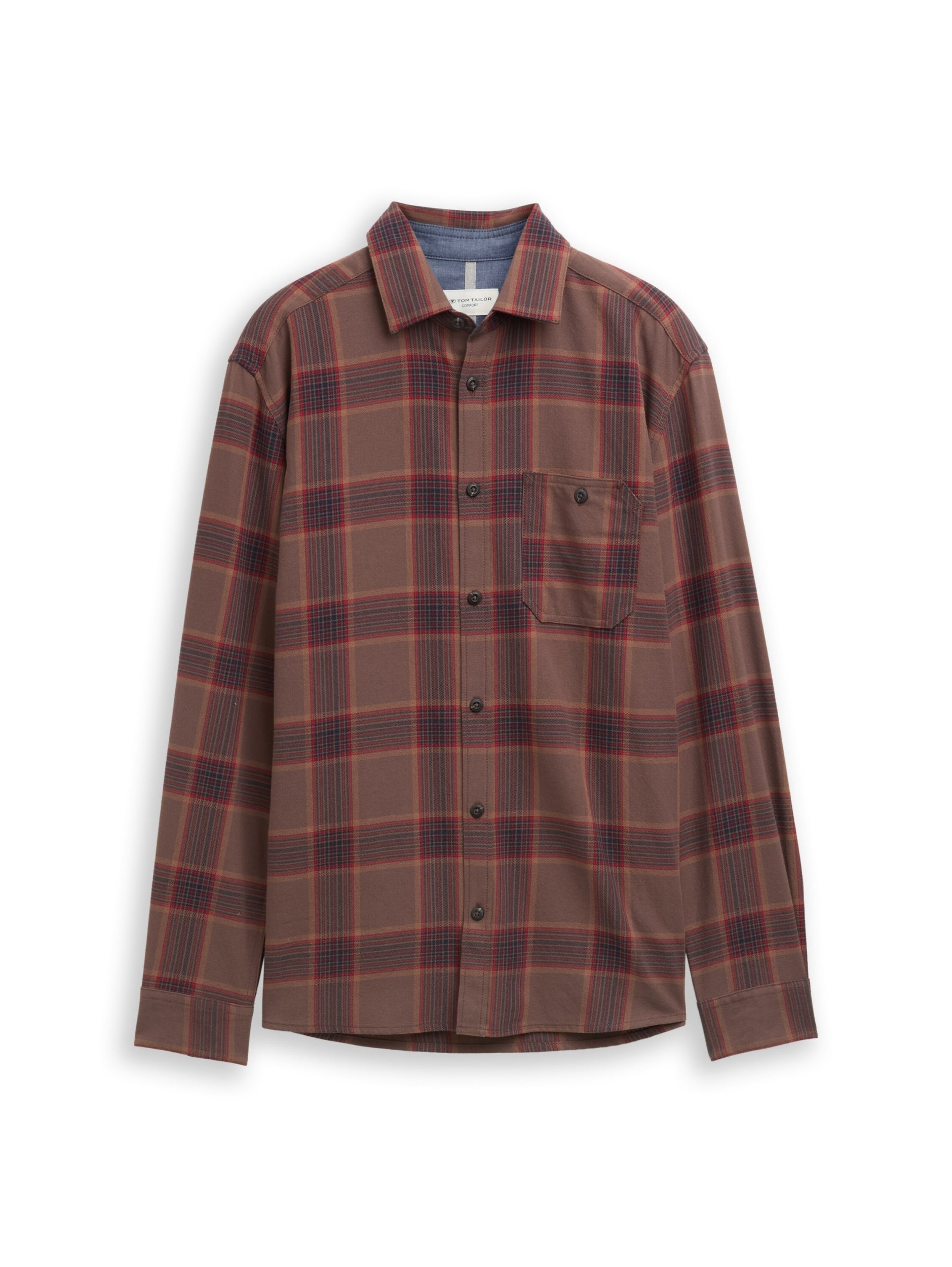 comfort checked shirt brown navy che Bild 1
