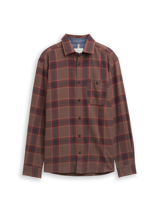 comfort checked shirt brown navy che Bild 1