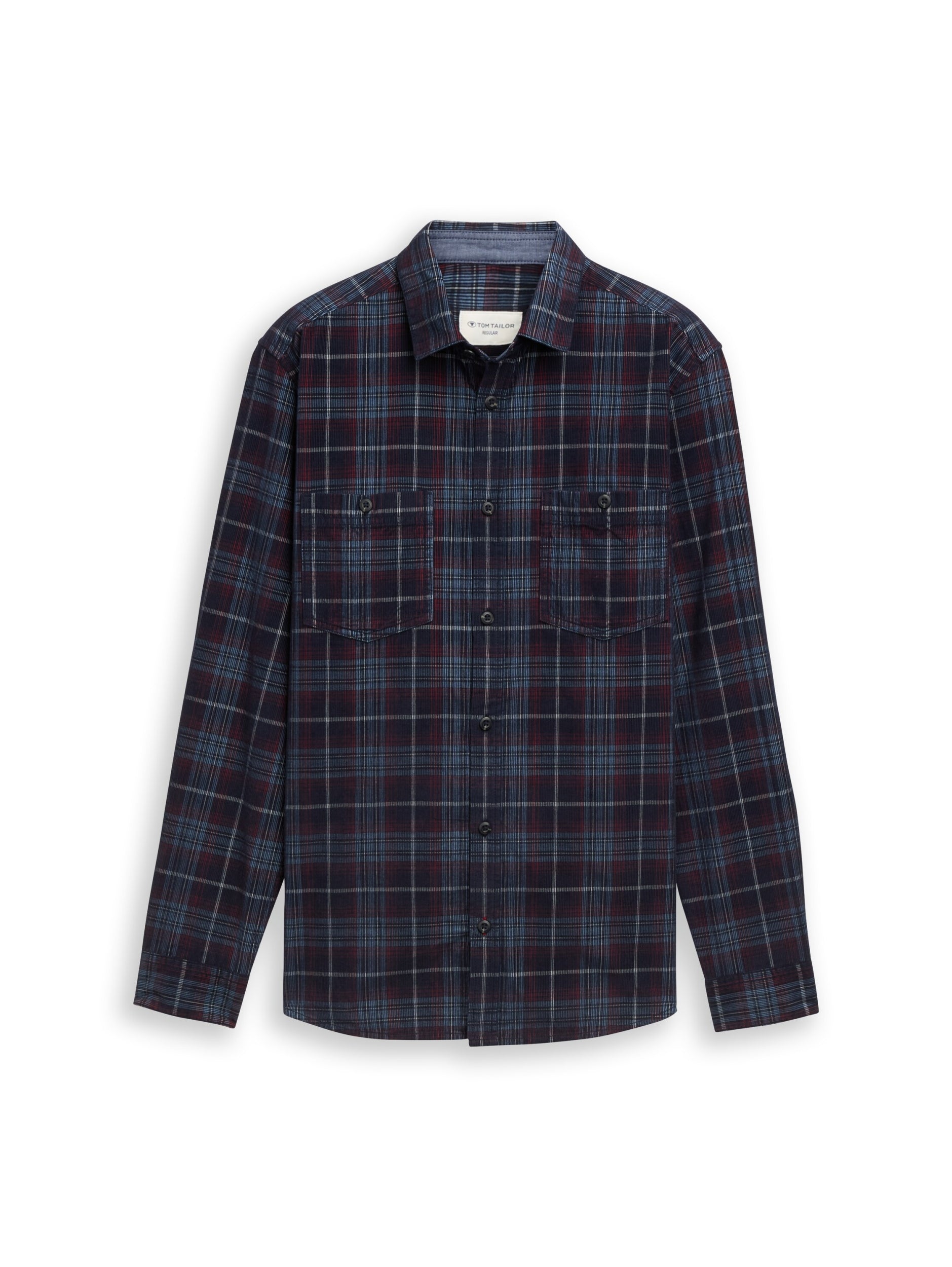 corduroy check shirt navy red cord Bild 1