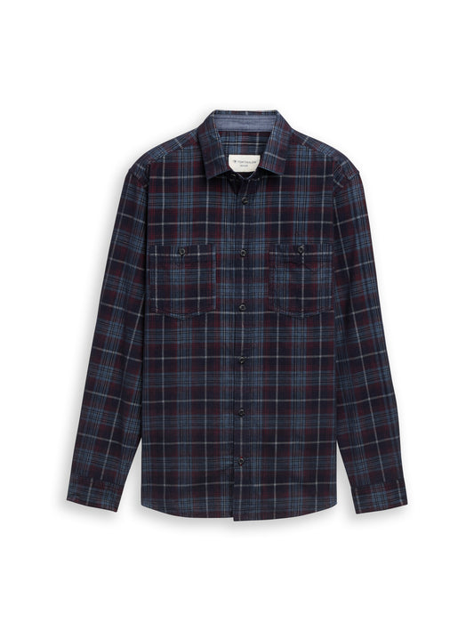 corduroy check shirt navy red cord Bild 1