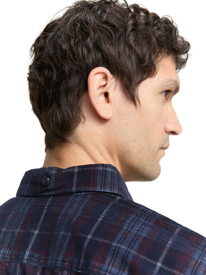 corduroy check shirt navy red cord Bild 5