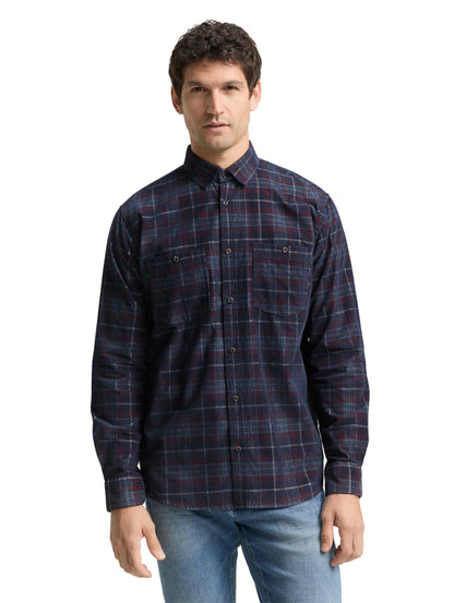 corduroy check shirt navy red cord Bild 6