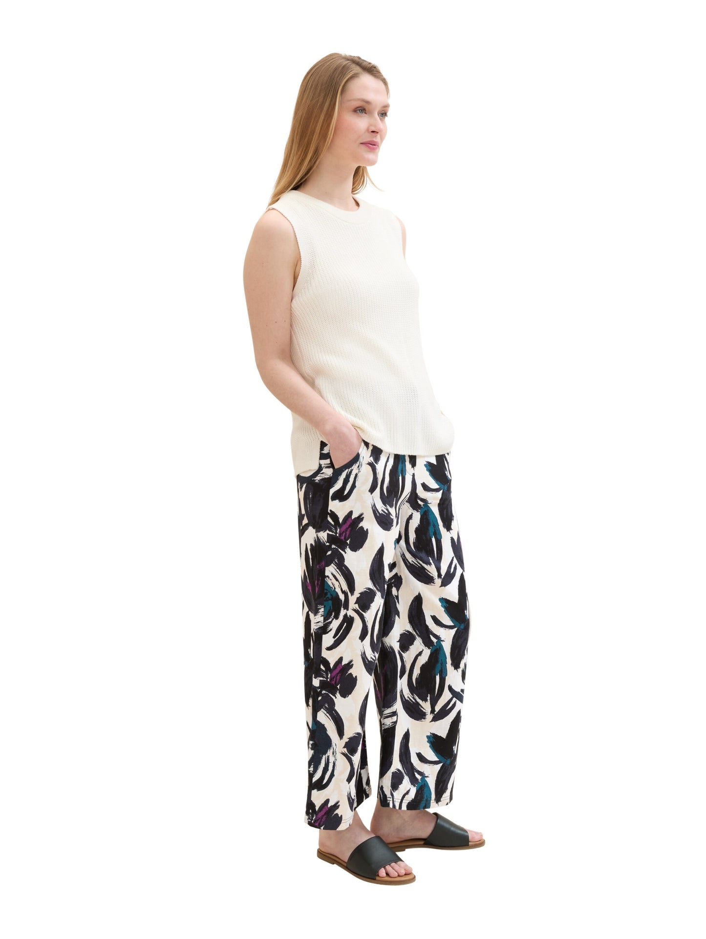 culotte linen pants dark blue flor Bild 4