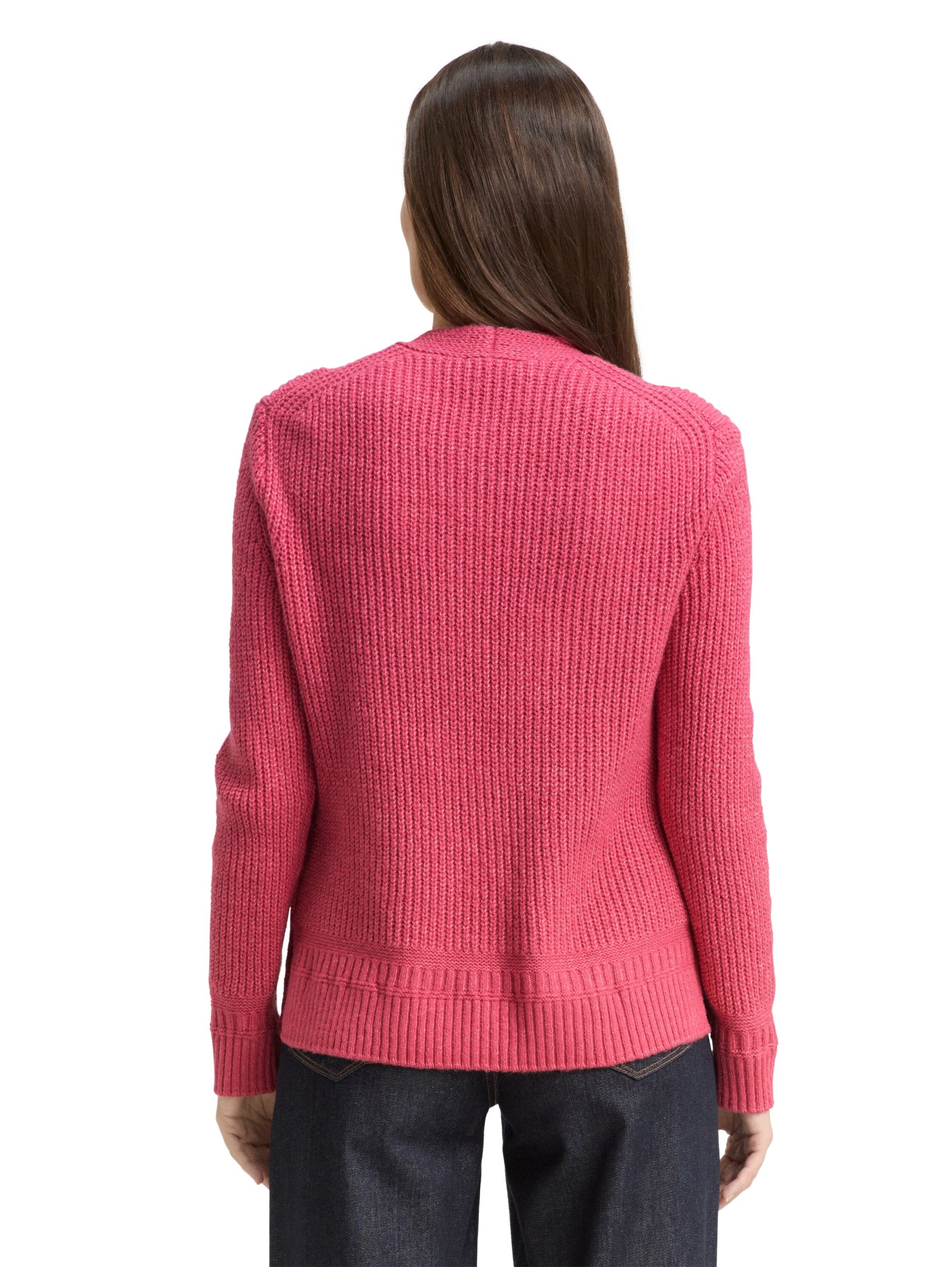 knit rib v-neck pullover rose pink mela Bild 4