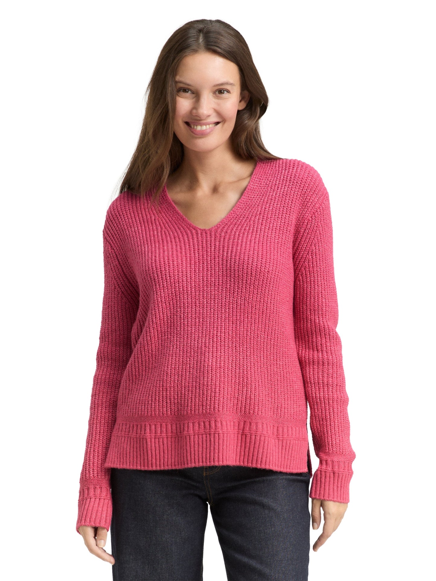 knit rib v-neck pullover rose pink mela Bild 5