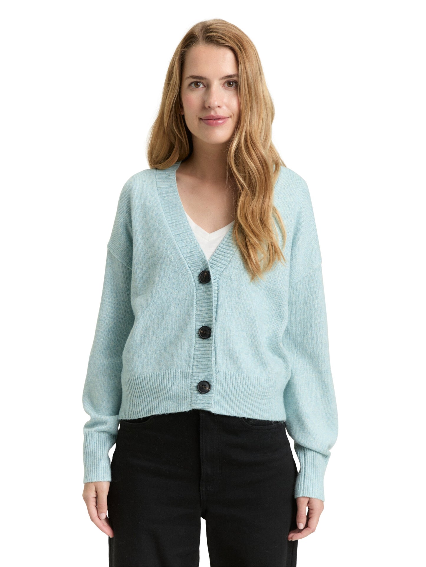 knit short cardigan white moss mel Bild 5