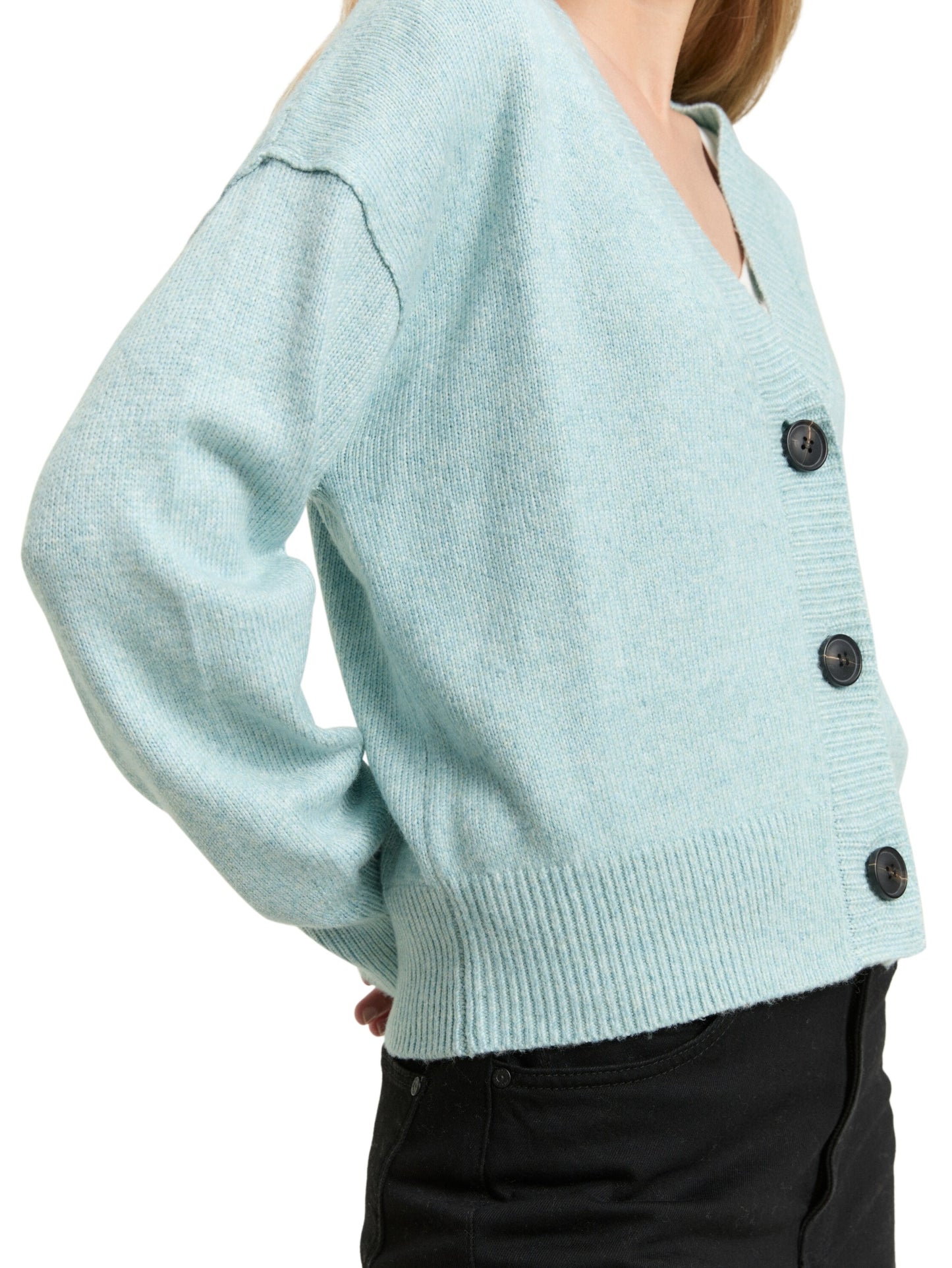 knit short cardigan white moss mel Bild 6
