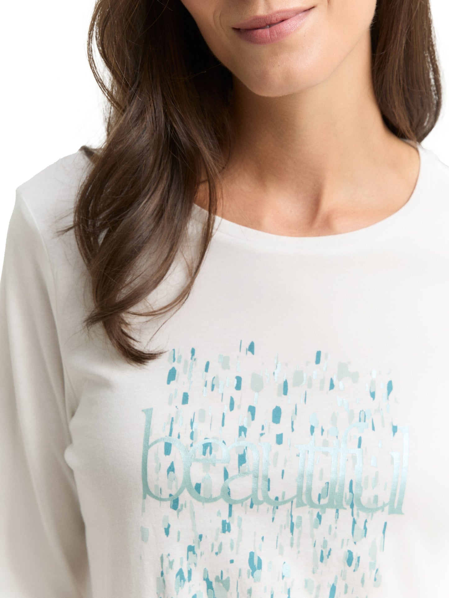 Longsleeve crew neck frontprin Whisper White Bild 6