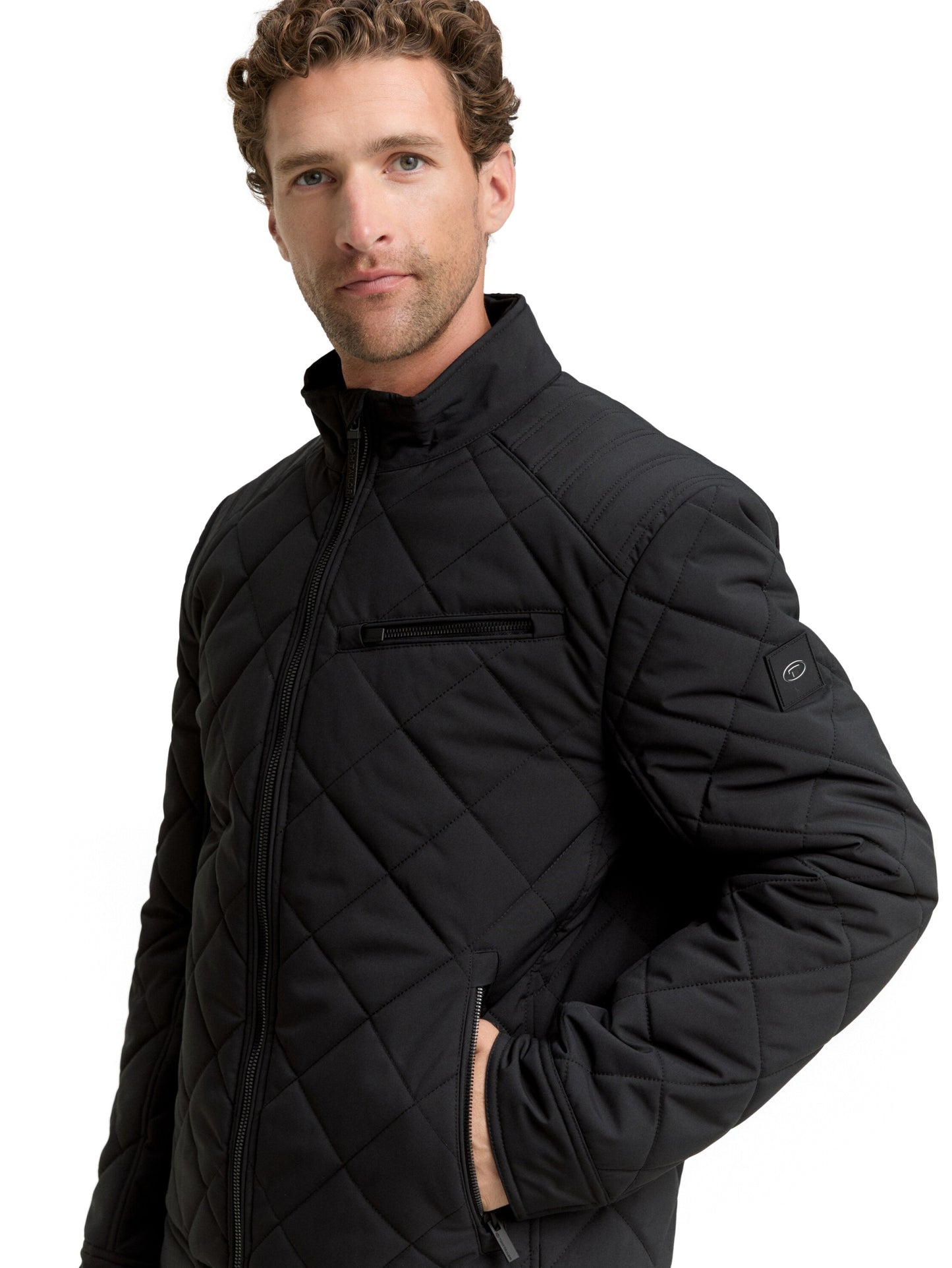 quilted biker jacket Black Bild 5