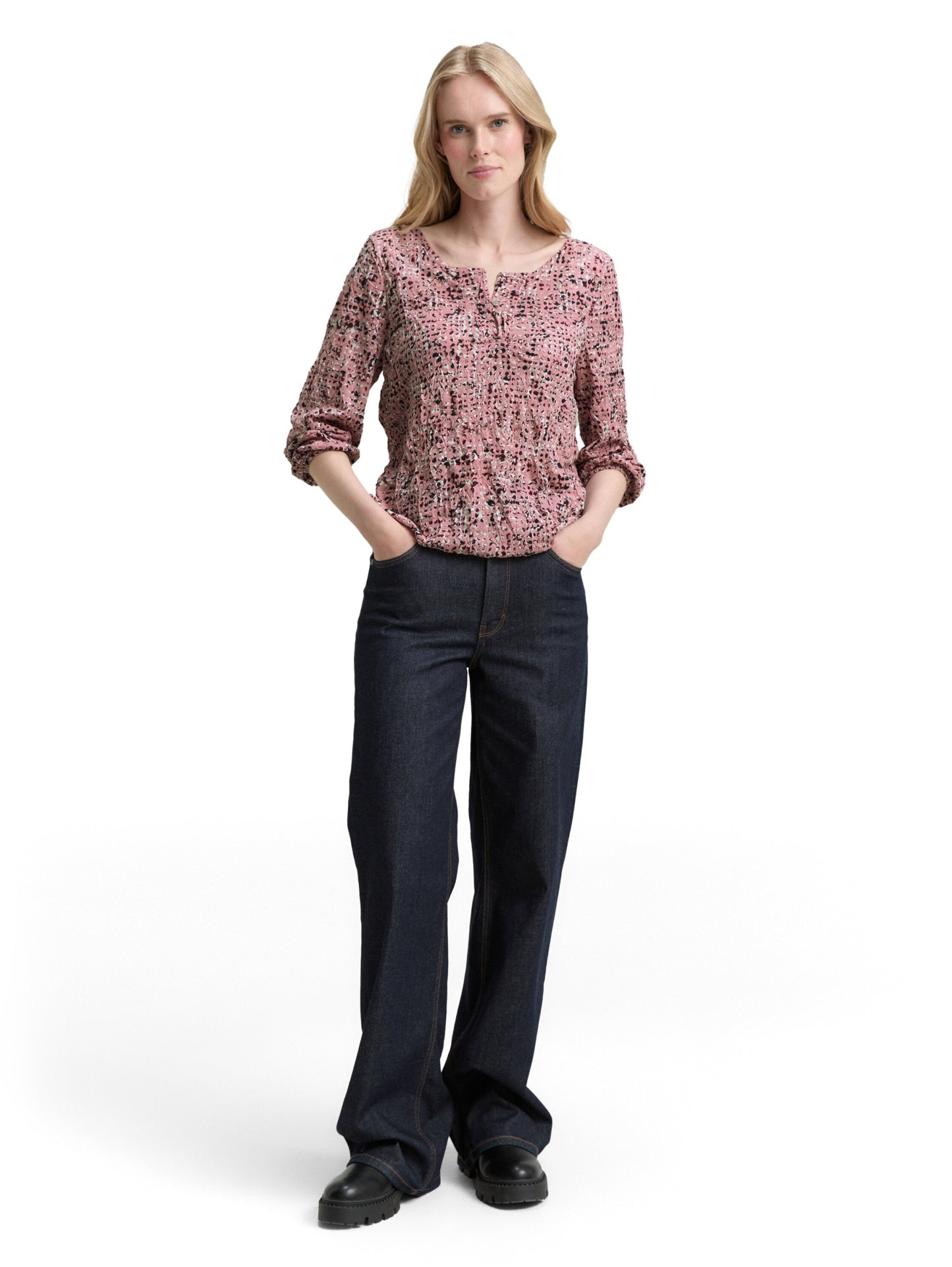 T-shirt crincle alloverprinted rose abstract Bild 3